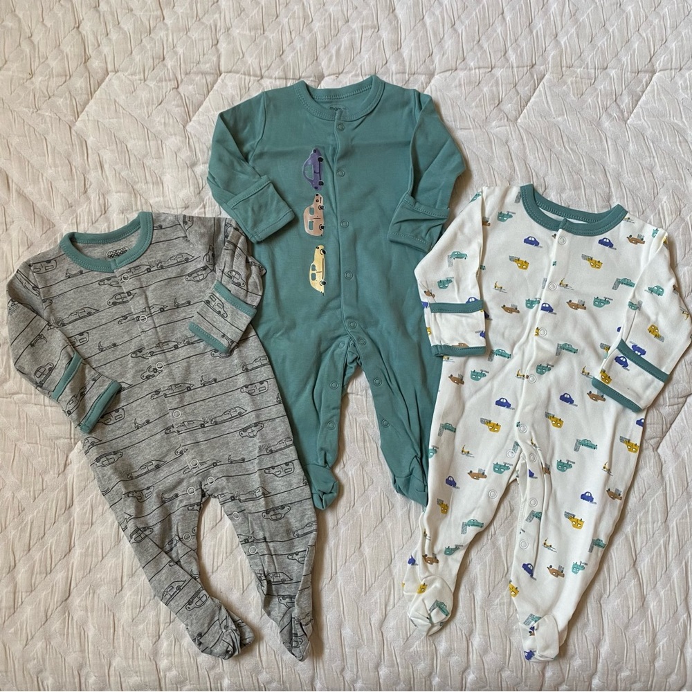NWOT Car Theme Snap Button Footie Pajama Bundle